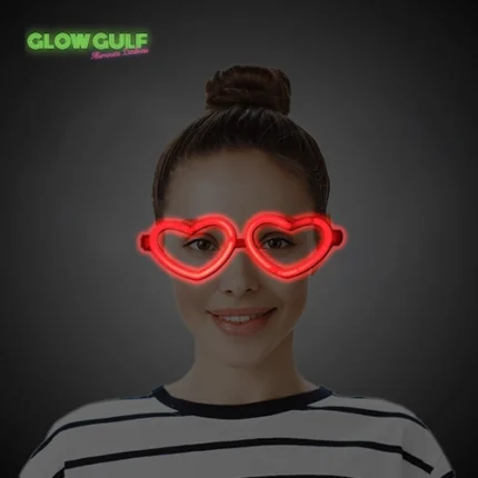 glow red heart-shaped eyeglasses for parties